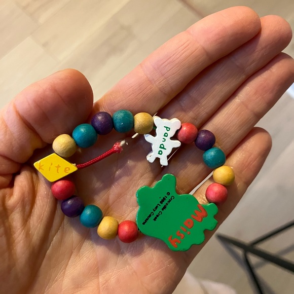 Maisy Mouse Vintage Colorful Wood Beaded Bracelet with Panda Charm - Picture 2 of 2